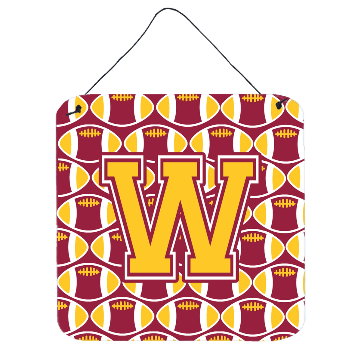 CarolineS Treasures Football Maroon And Gold Letter W Wall Or Door Hanging Prints Cj1081Wds66, 6 Inch  Inch  H X 6 Inch  Inch  W