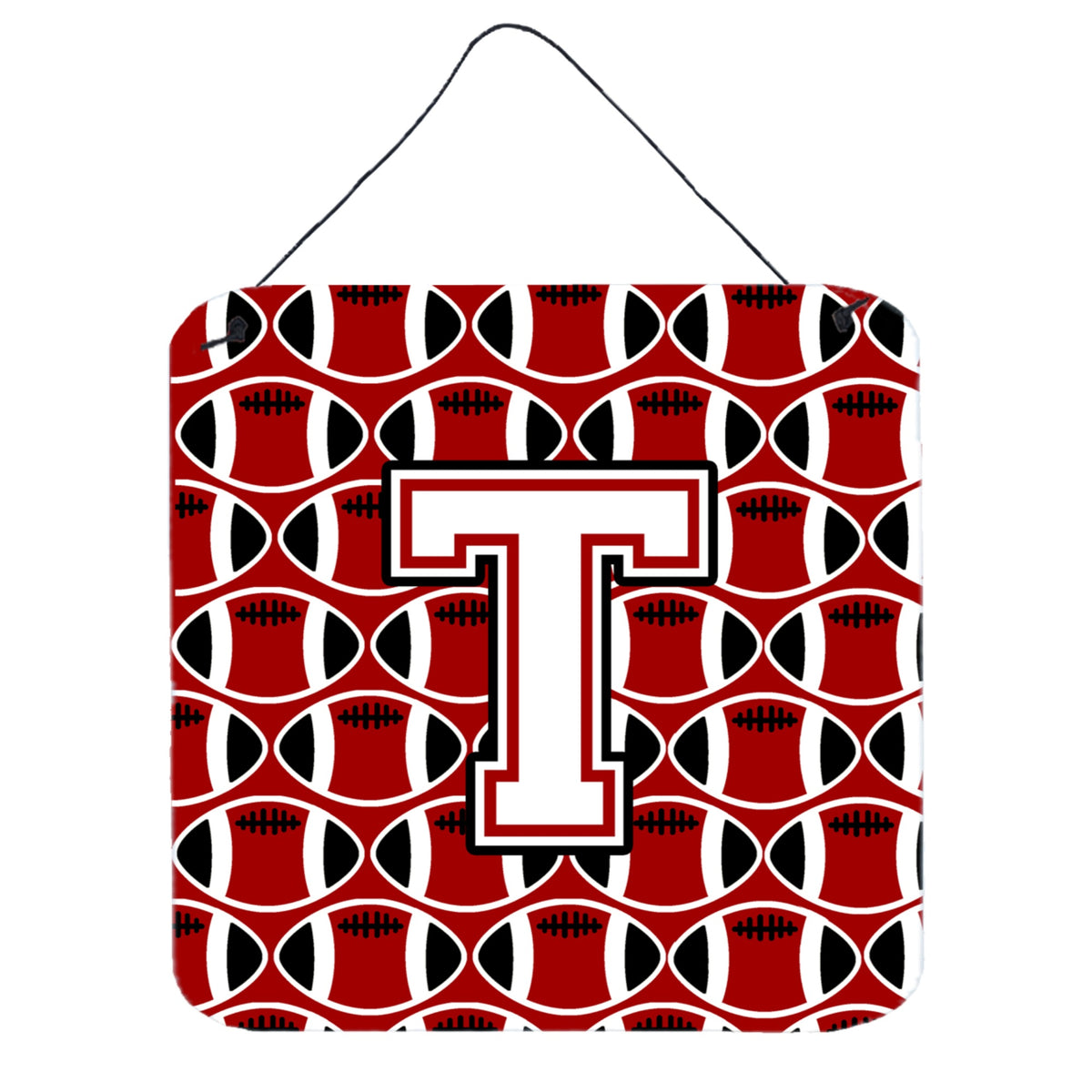 CarolineS Treasures Football Cardinal And White Letter T Wall Or Door Hanging Prints Cj1082Tds66, 6 Inch  Inch  H X 6 Inch  Inch  W
