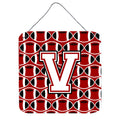 CarolineS Treasures Football Cardinal And White Letter V Wall Or Door Hanging Prints Cj1082Vds66, 6 Inch  Inch  H X 6 Inch  Inch  W