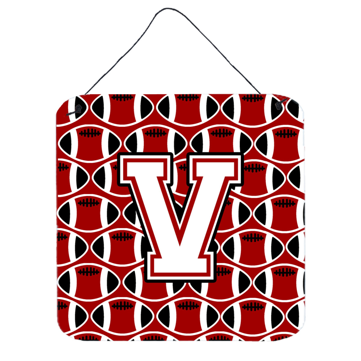 CarolineS Treasures Football Cardinal And White Letter V Wall Or Door Hanging Prints Cj1082Vds66, 6 Inch  Inch  H X 6 Inch  Inch  W