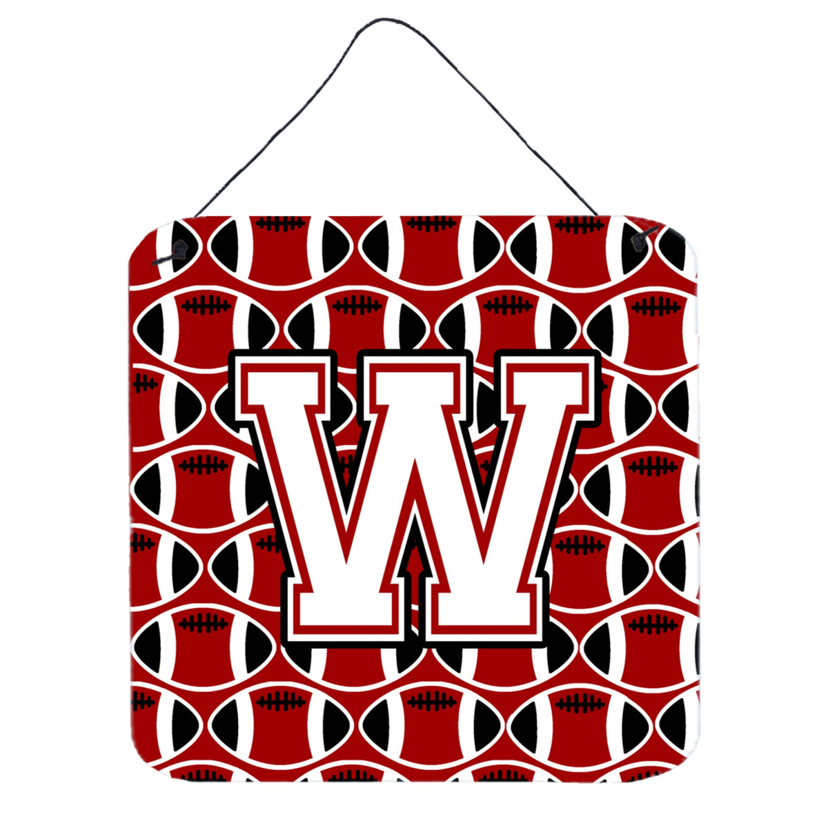 CarolineS Treasures Football Cardinal And White Letter W Wall Or Door Hanging Prints Cj1082Wds66, 6 Inch  Inch  H X 6 Inch  Inch  W