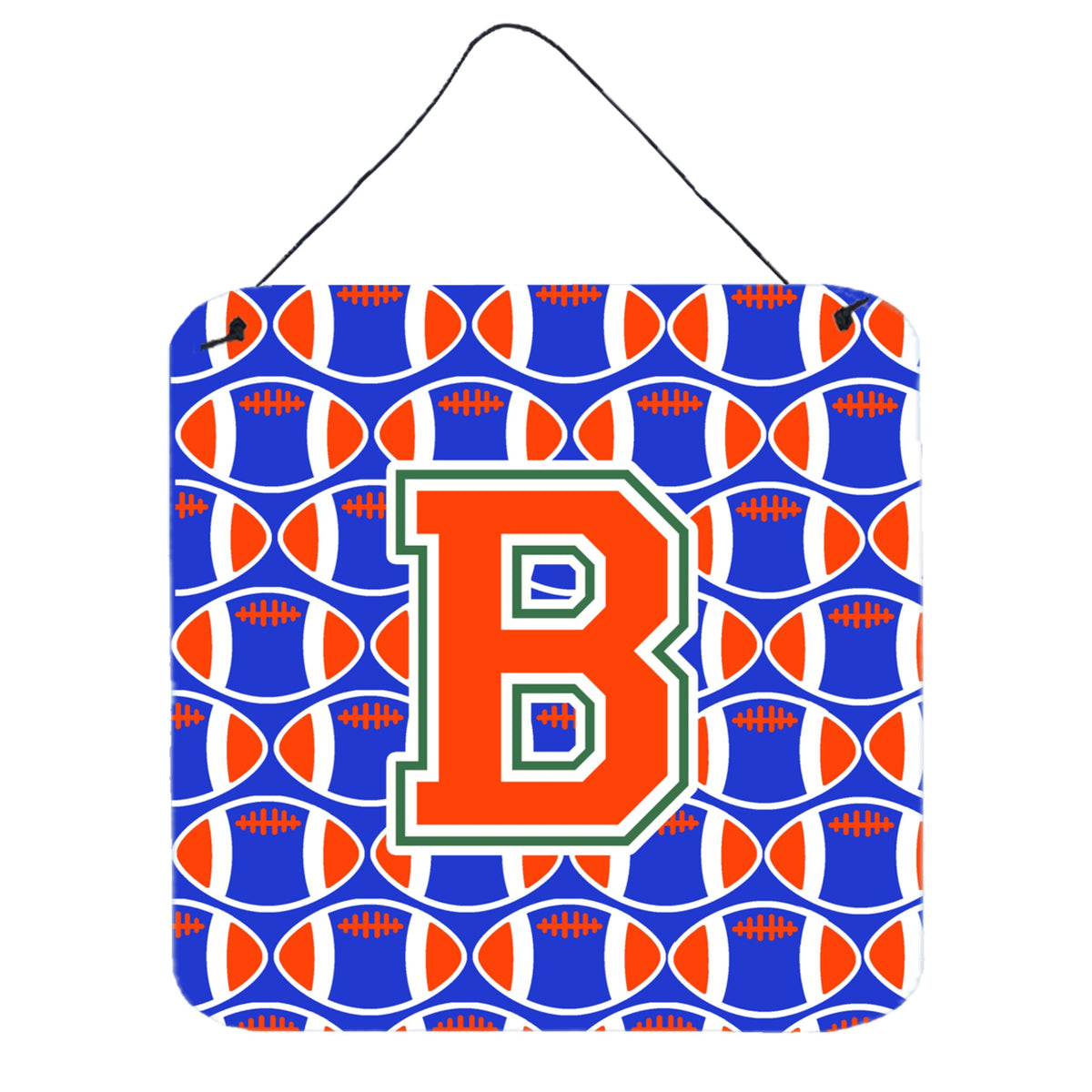 CarolineS Treasures Football Green, Blue And Orange Letter B Wall Or Door Hanging Prints Cj1083Bds66, 6 Inch  Inch  H X 6 Inch  Inch  W