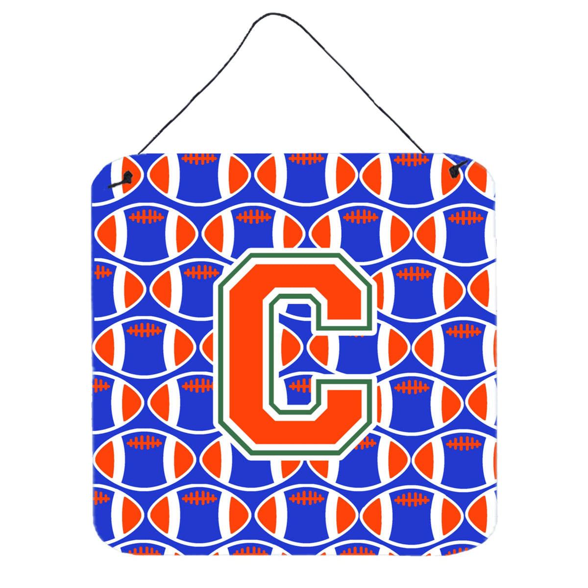 CarolineS Treasures Football Green, Blue And Orange Letter C Wall Or Door Hanging Prints Cj1083Cds66, 6 Inch  Inch  H X 6 Inch  Inch  W