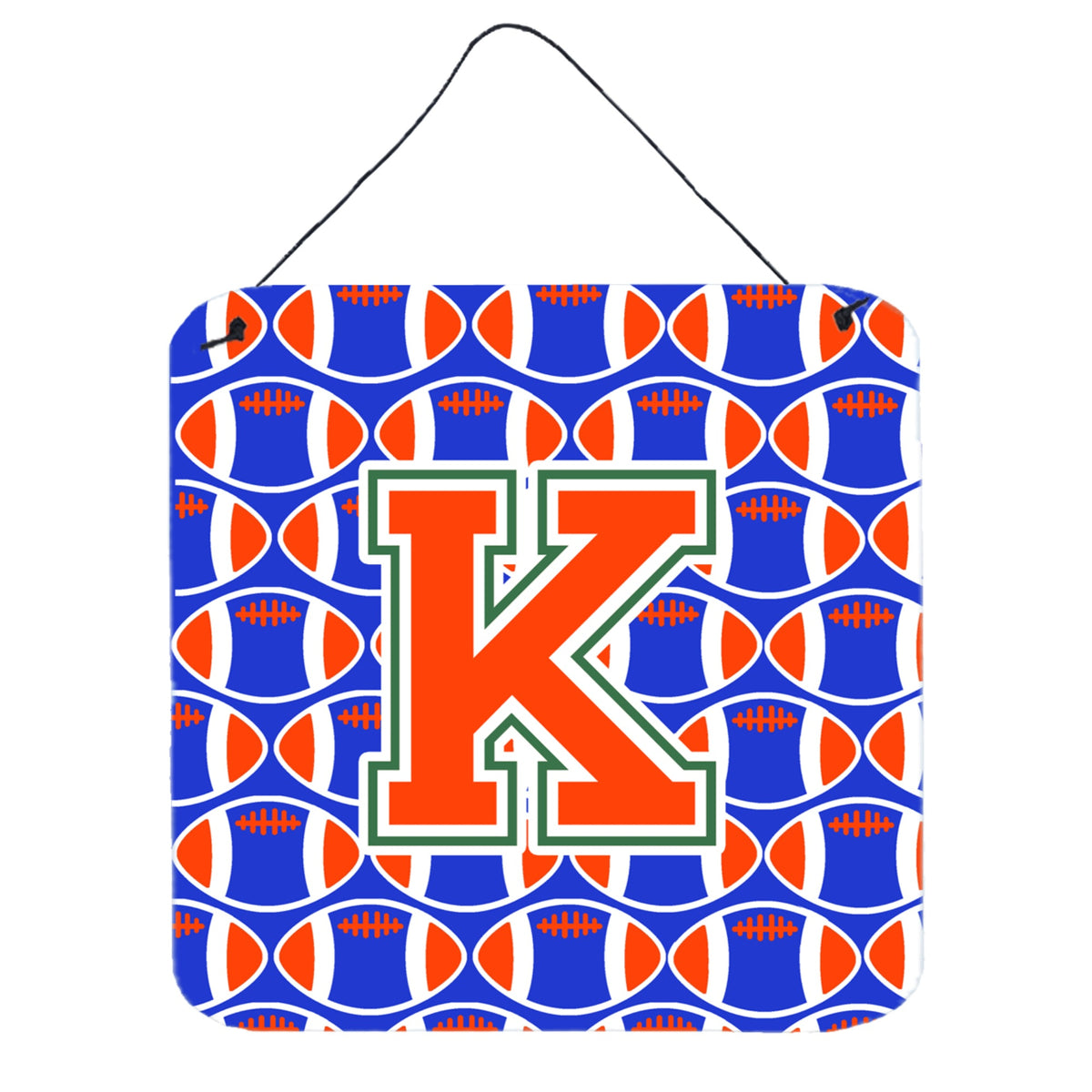 CarolineS Treasures Football Green, Blue And Orange Letter K Wall Or Door Hanging Prints Cj1083Kds66, 6 Inch  Inch  H X 6 Inch  Inch  W