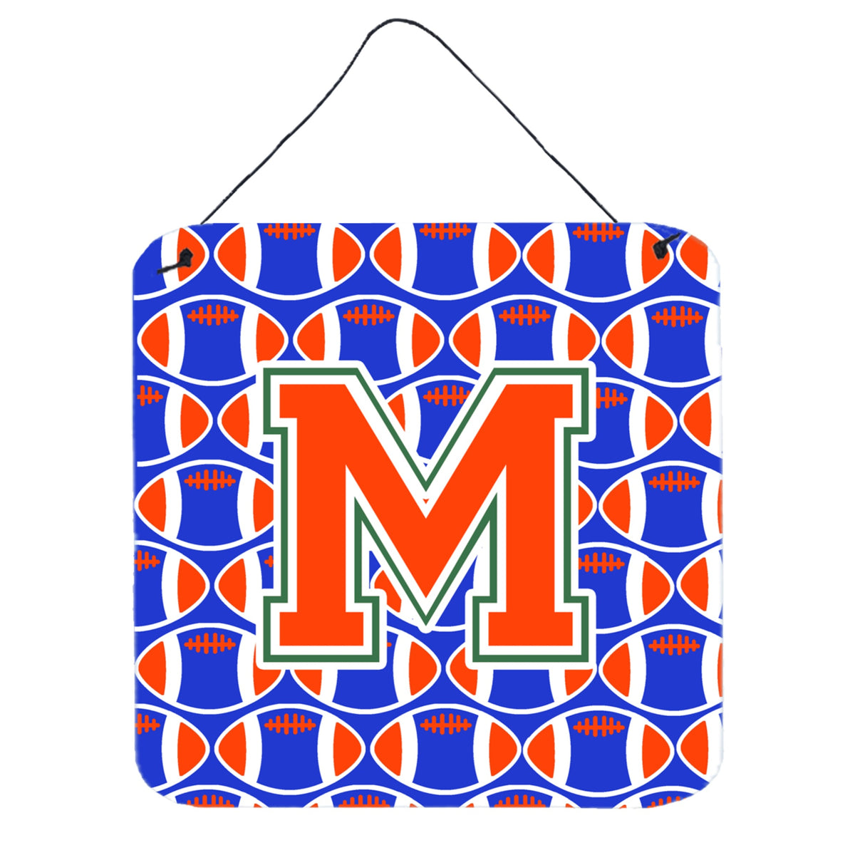 CarolineS Treasures Football Green, Blue And Orange Letter M Wall Or Door Hanging Prints Cj1083Mds66, 6 Inch  Inch  H X 6 Inch  Inch  W