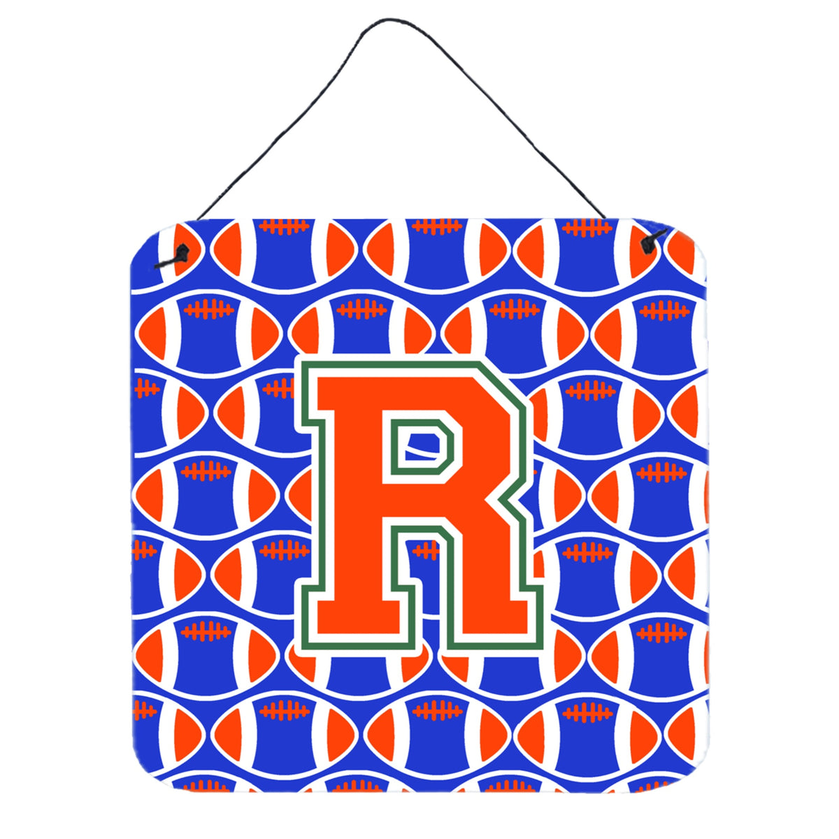 CarolineS Treasures Football Green, Blue And Orange Letter R Wall Or Door Hanging Prints Cj1083Rds66, 6 Inch  Inch  H X 6 Inch  Inch  W