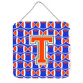 CarolineS Treasures Football Green, Blue And Orange Letter T Wall Or Door Hanging Prints Cj1083Tds66, 6 Inch  Inch  H X 6 Inch  Inch  W