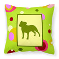 'Caroline'S Treasures Ck1060Pw1414 Staffie Decorative Canvas Fabric Pillow, Large, Multicolor'