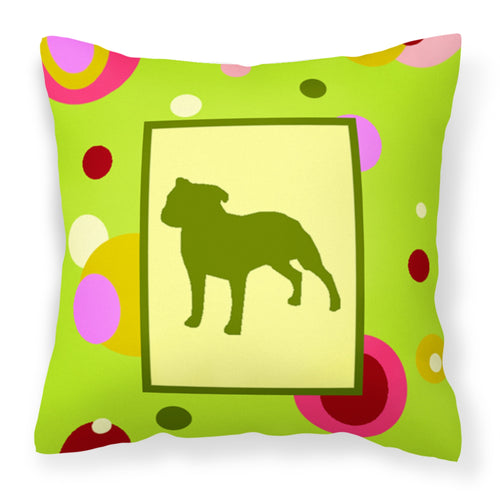 'Caroline'S Treasures Ck1060Pw1414 Staffie Decorative Canvas Fabric Pillow, Large, Multicolor'