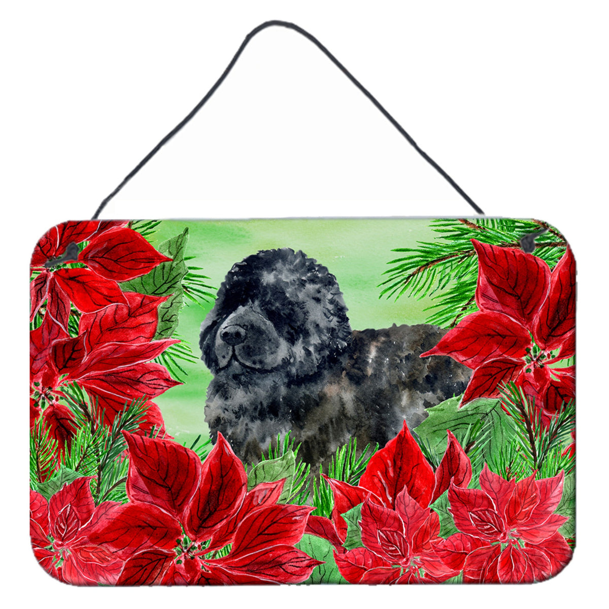 CarolineS Treasures Newfoundland Poinsettias Metal Print, 8 Inch  Inch  X 12 Inch  Inch , Christmas Poinsettas
