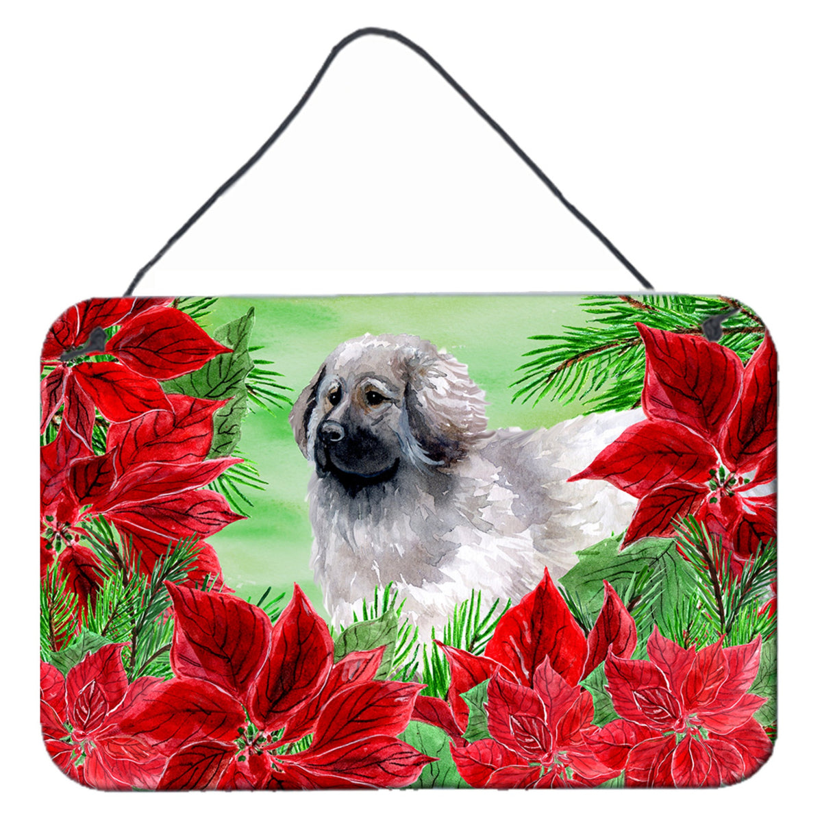 CarolineS Treasures Moscow Watchdog Poinsettias Metal Print, 8 Inch  Inch  X 12 Inch  Inch , Christmas Poinsettas