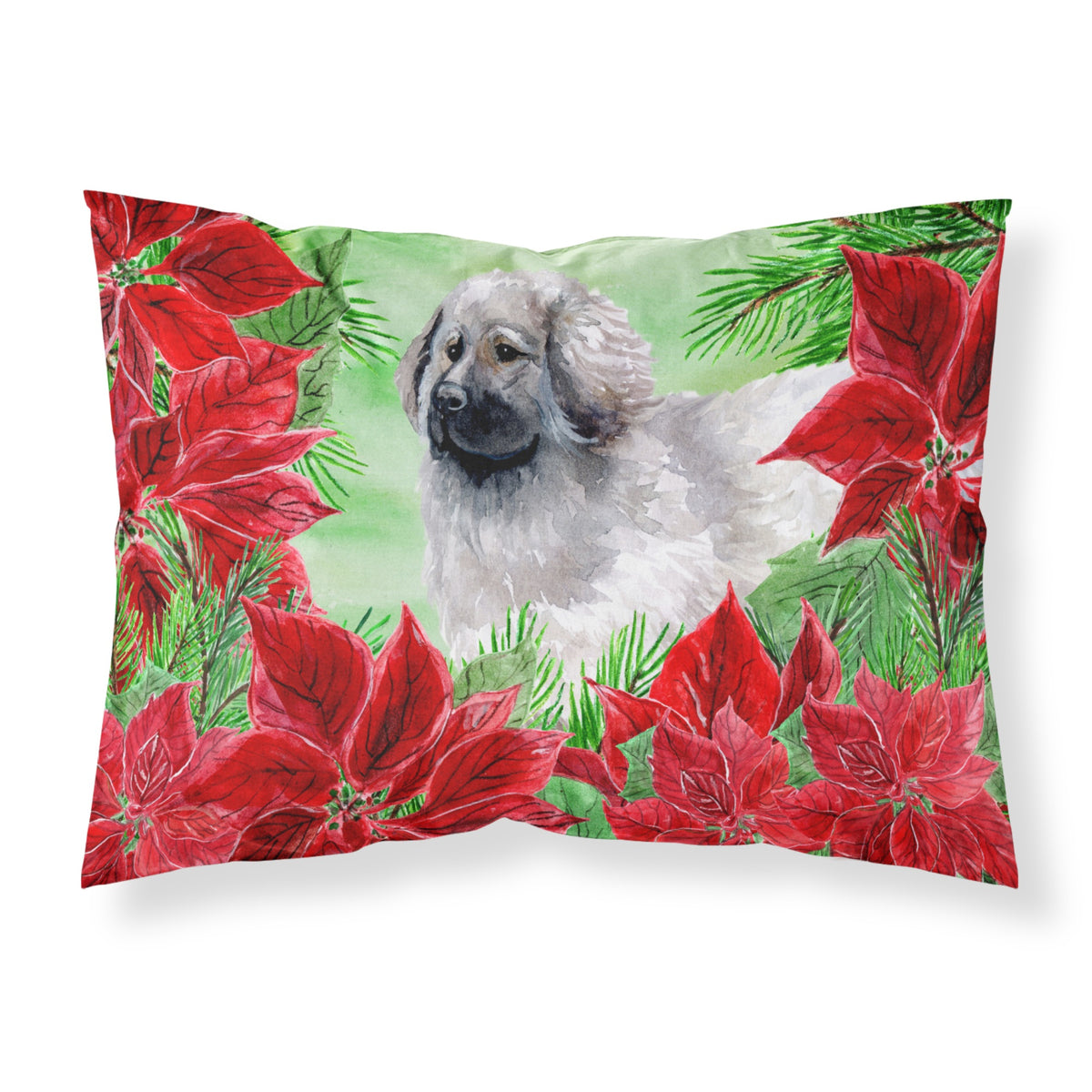 Inch CarolineS Treasures Moscow Watchdog Poinsettias Printed, Polyester, 250 Thread Count, Envelope Closure Pillowcase, Standard, M
