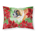 CarolineS Treasures Saint Bernard Poinsettias Pillowcase, Standard, Multicolor