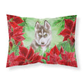 CarolineS Treasures Siberian Husky Grey Poinsettias Pillowcase, Standard, Multicolor