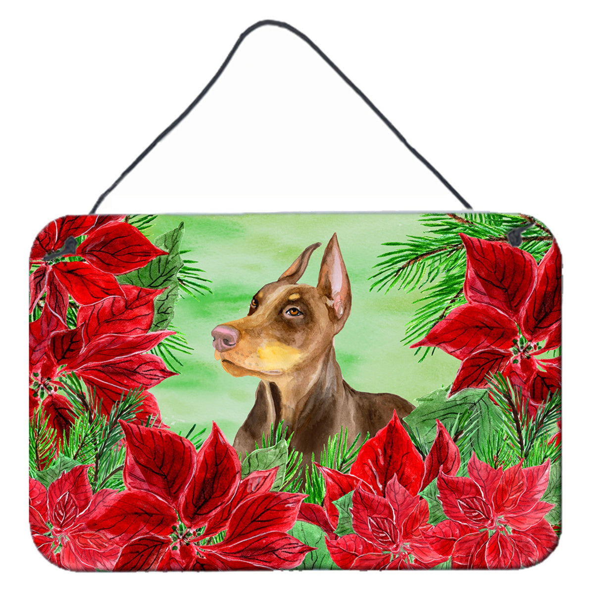 CarolineS Treasures Doberman Pinscher Poinsettias Metal Print, 8 Inch  Inch  X 12 Inch  Inch , Multicolor