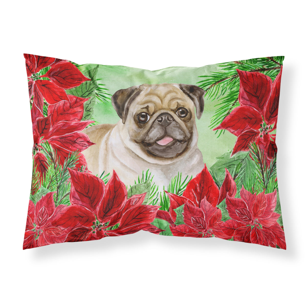 CarolineS Treasures Fawn Pug Poinsettias Pillowcase, Standard, Multicolor