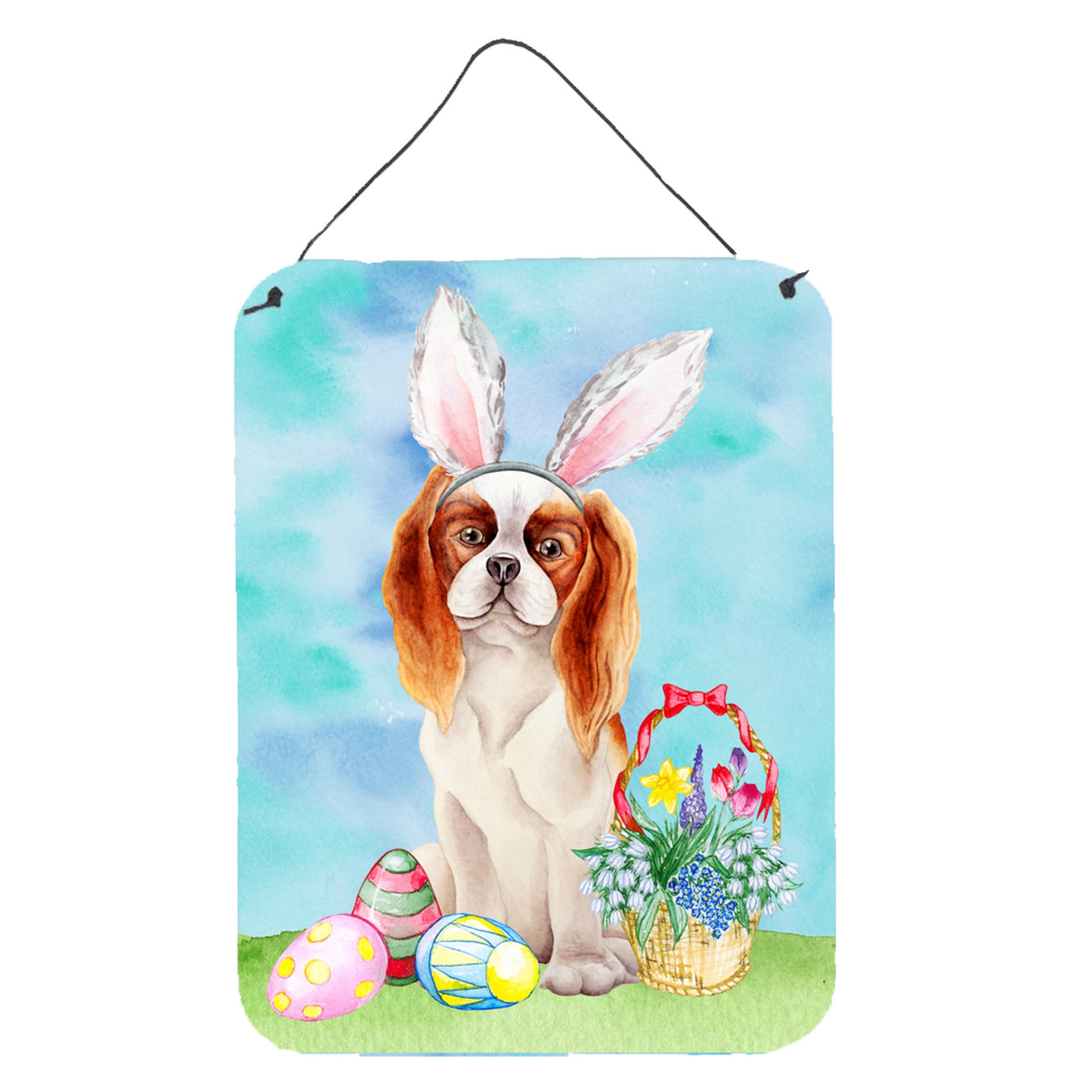 CarolineS Treasures Cavalier Spaniel Easter Bunny Metal Print, 16 Inch  Inch  X 12 Inch  Inch , Multicolor