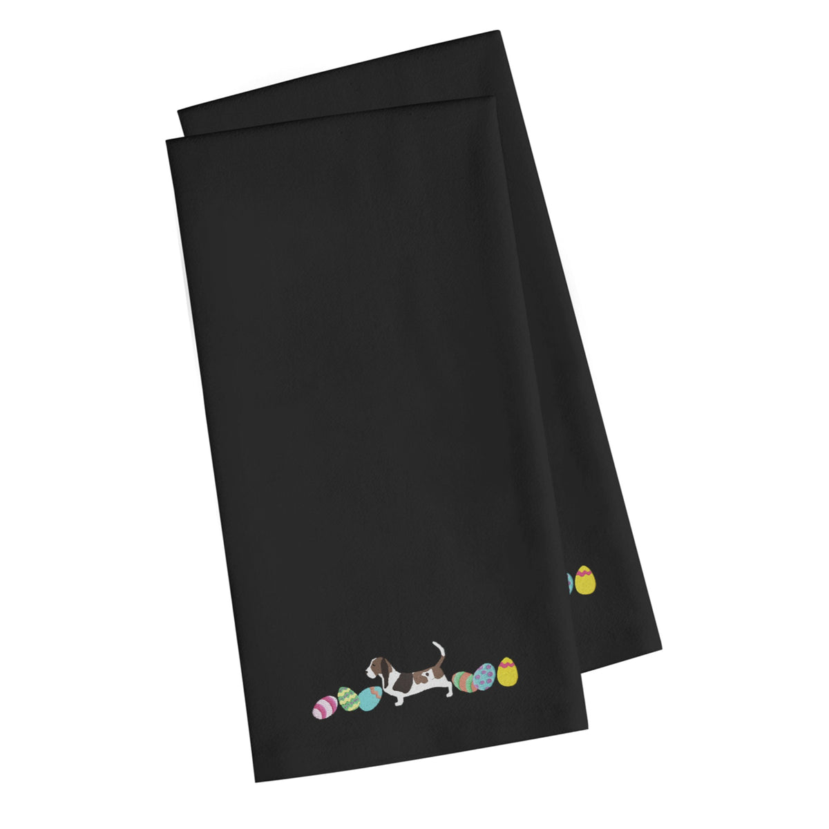 CarolineS Treasures Ck1603Bktwe Basset Hound Easter Black Embroidered Kitchen Towel Set Of 2