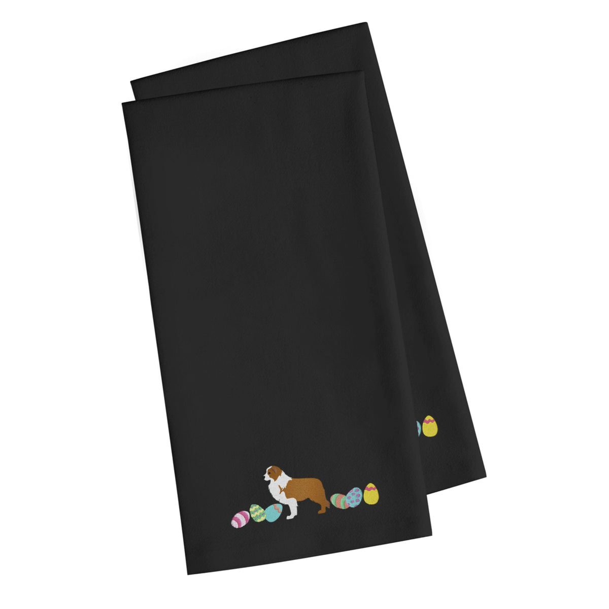 CarolineS Treasures Ck1677Bktwe Red Border Collie Easter Black Embroidered Kitchen Towel Set Of 2