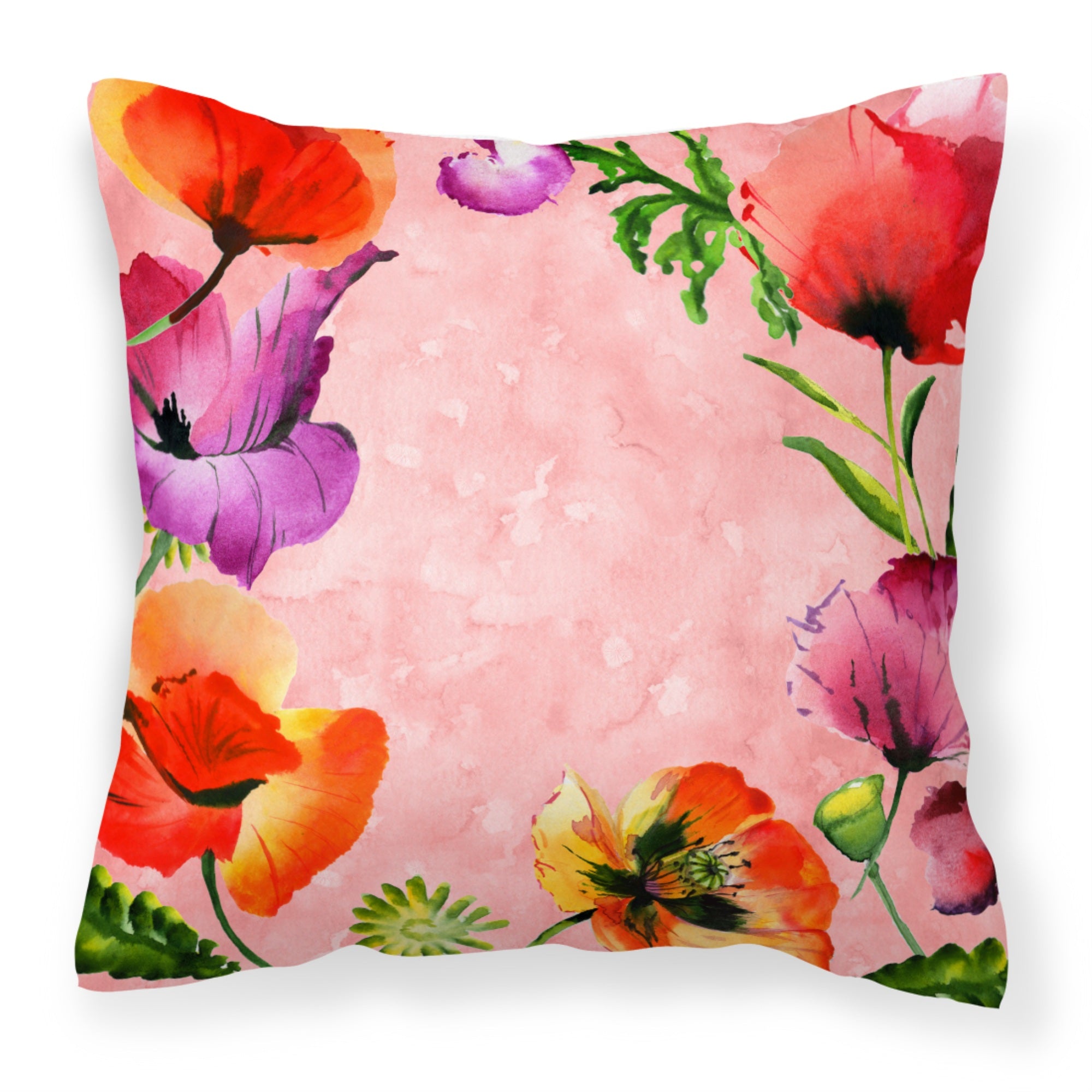 'Caroline'S Treasures Ck1701Pw1818 Poppy Flowers Fabric Decorative Pillow Patio-Furniture-Pillows, Multicolor'