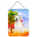 CarolineS Treasures Fall White Staffie Bull Terrier Door Hanging Prints Walldecor