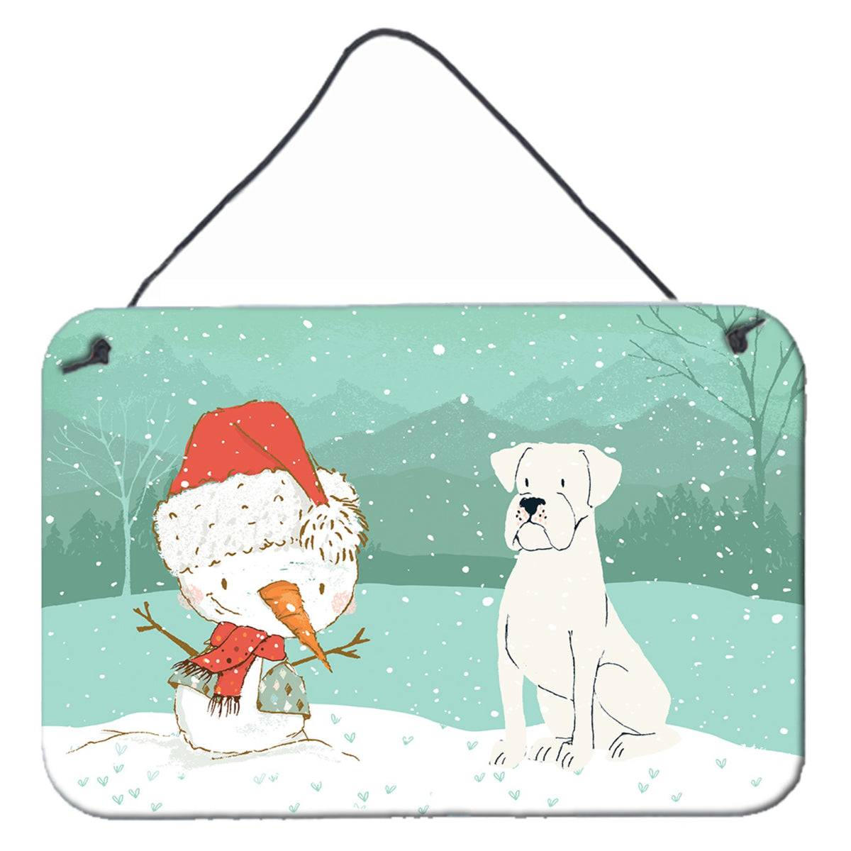 CarolineS Treasures Snowman White Boxer Christmas Wall Or Door Hanging Prints