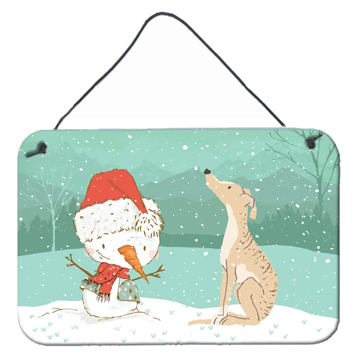 CarolineS Treasures Snowman Brindle Greyhound Christmas Wall Or Door Hanging Prints