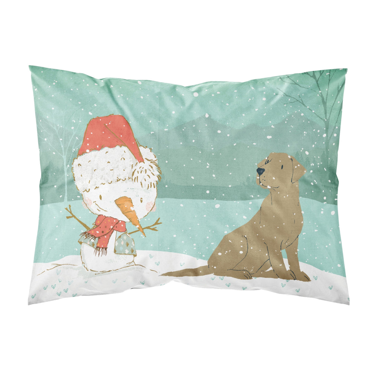 Caroline'S Treasures Snowman Chocolate Labrador Christmas Fabric Standard Pillowcase