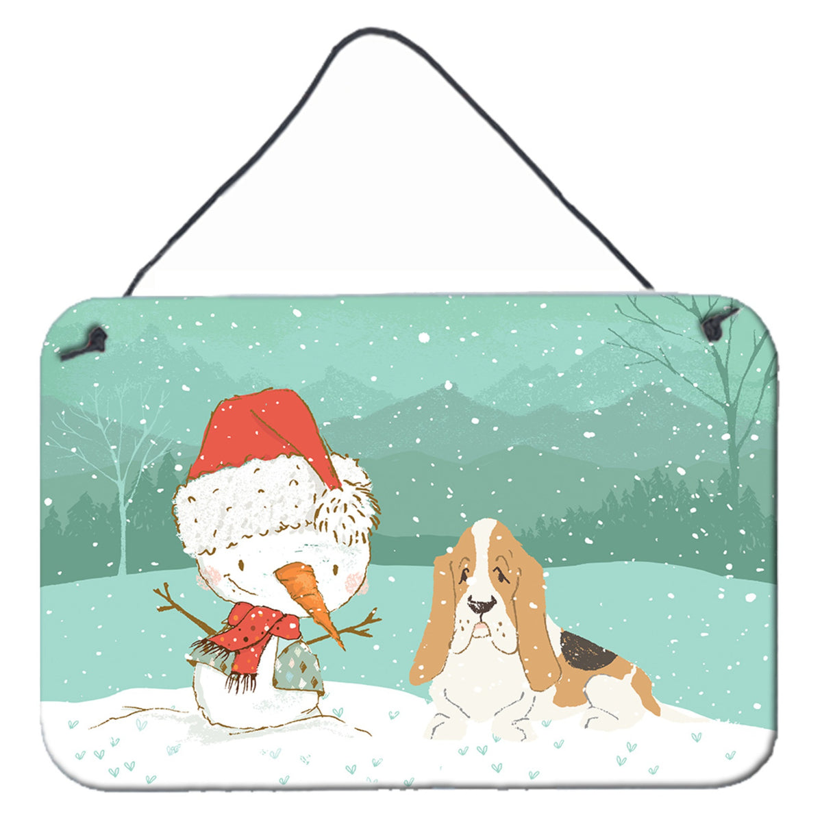 CarolineS Treasures Basset Hound Snowman Christmas Wall Or Door Hanging Prints, Multicolor