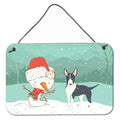 CarolineS Treasures Snowman Black Bull Terrier Christmas Wall Or Door Hanging Prints