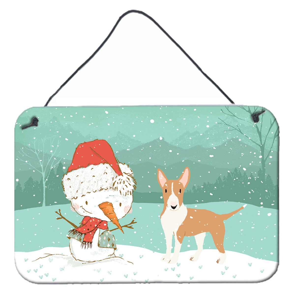 CarolineS Treasures Snowman Fawn Bull Terrier Christmas Wall Or Door Hanging Prints