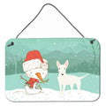 CarolineS Treasures Snowman White Bull Terrier Christmas Wall Or Door Hanging Prints