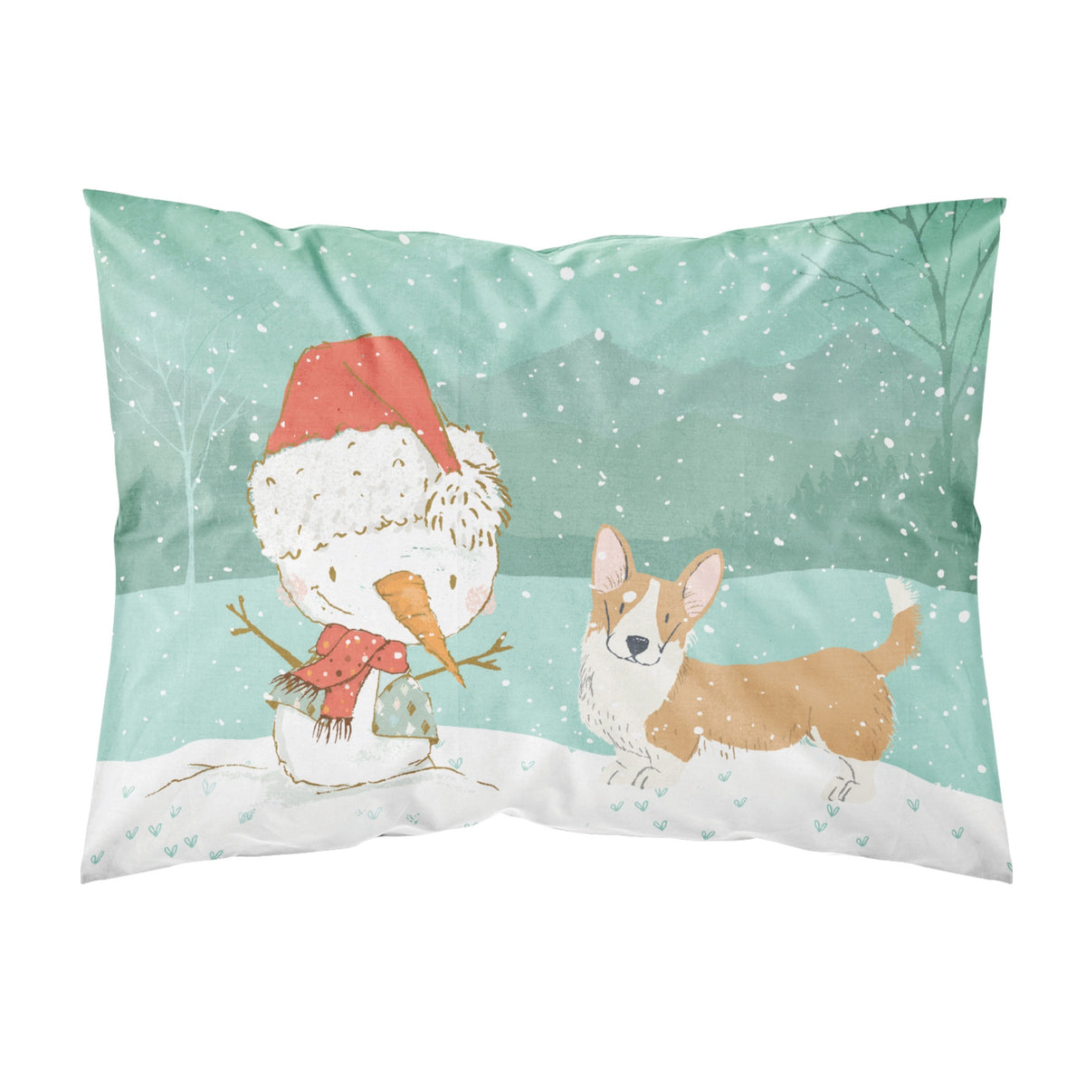 Caroline'S Treasures Snowman Cardigan Corgi Christmas Fabric Standard Pillowcase
