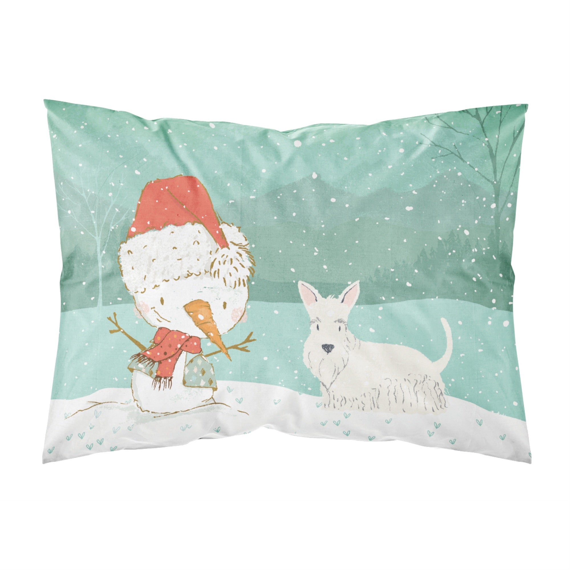 Caroline'S Treasures Snowman Wheaten Scottish Terrier Christmas Fabric Standard Pillowcase