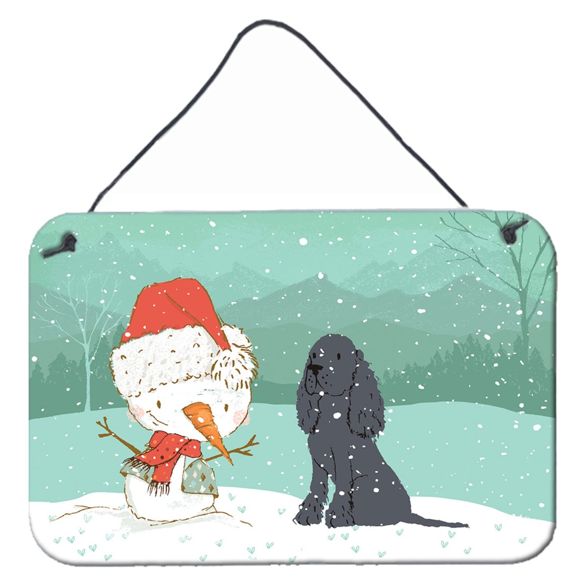 CarolineS Treasures Snowman Black Spaniel Christmas Wall Or Door Hanging Prints