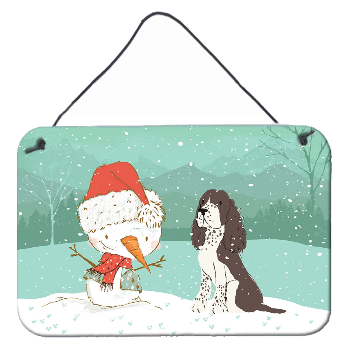CarolineS Treasures Snowman Brown English Springer Spaniel Christmas Wall Or Door Hanging Prints