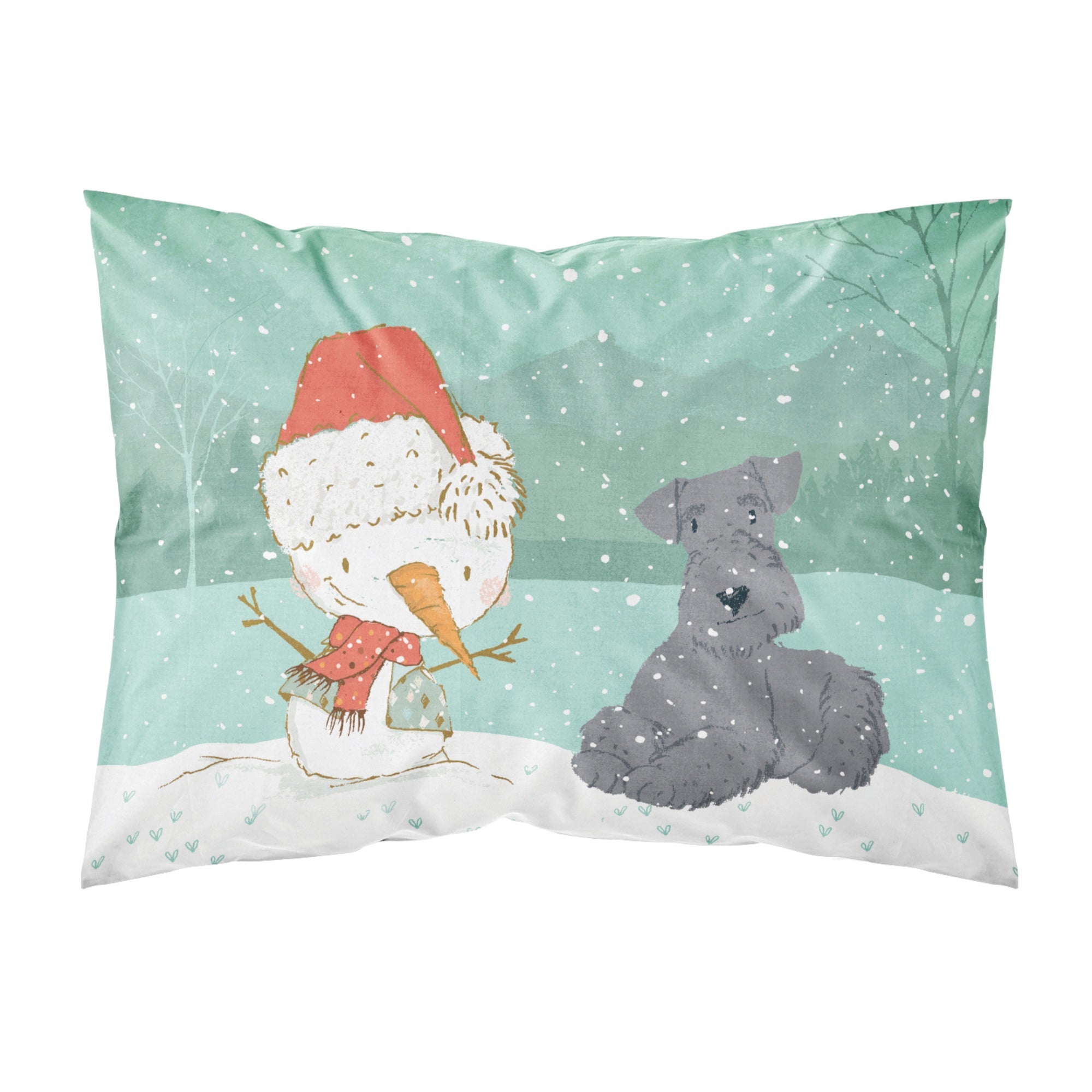 'Caroline'S Treasures Lakeland Terrier Snowman Christmas Fabric Standard Pillowcase, Multicolor'