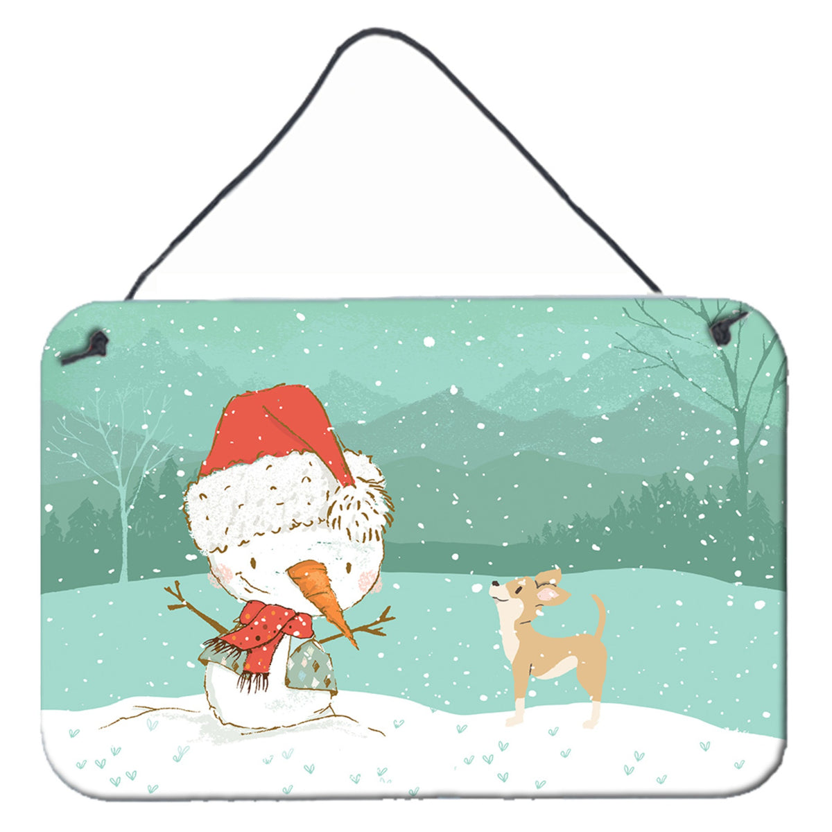 CarolineS Treasures Tan Chihuahua Snowman Christmas Wall Or Door Hanging Prints, Multicolor