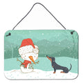 CarolineS Treasures Snowman Black Tan Dachshund Christmas Wall Or Door Hanging Prints