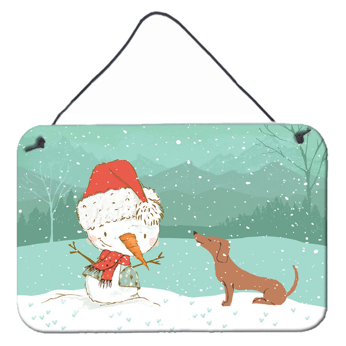 CarolineS Treasures Snowman Red Dachshund Christmas Wall Or Door Hanging Prints