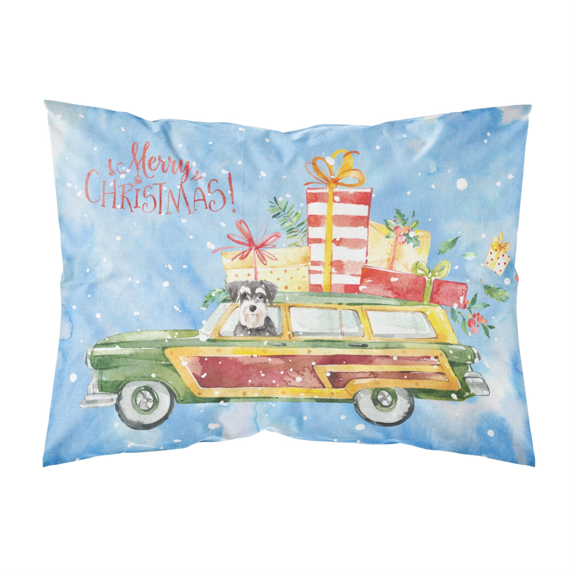 Merry Christmas Schnauzer Fabric Standard Pillowcase