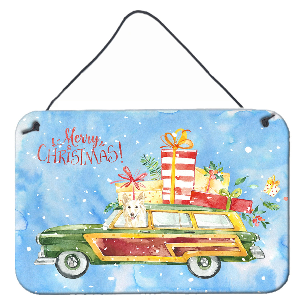 CarolineS Treasures Merry Christmas White Collie Door Hanging Prints Walldecor