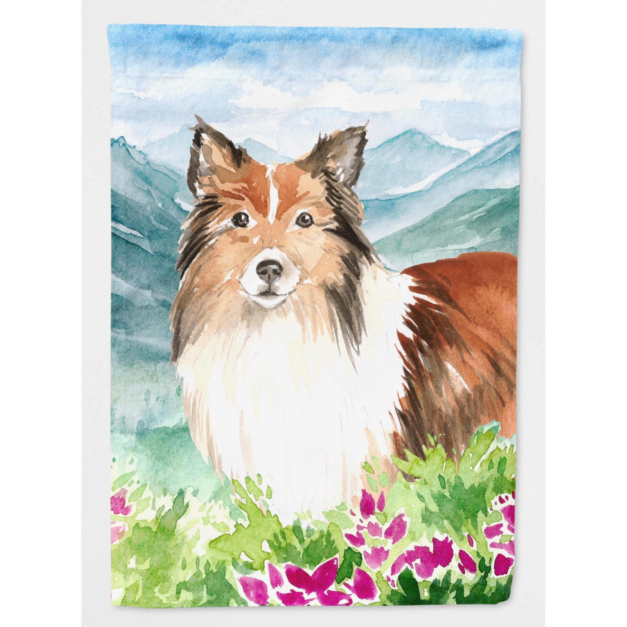 'Caroline'S Treasures Ck2522Gf Mountain Flowers Sheltie Garden Flag, Multicolor'