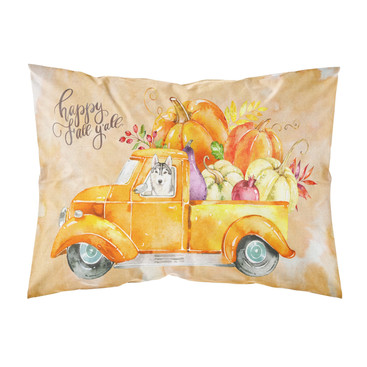 Fall Harvest Siberian Husky Fabric Standard Pillowcase