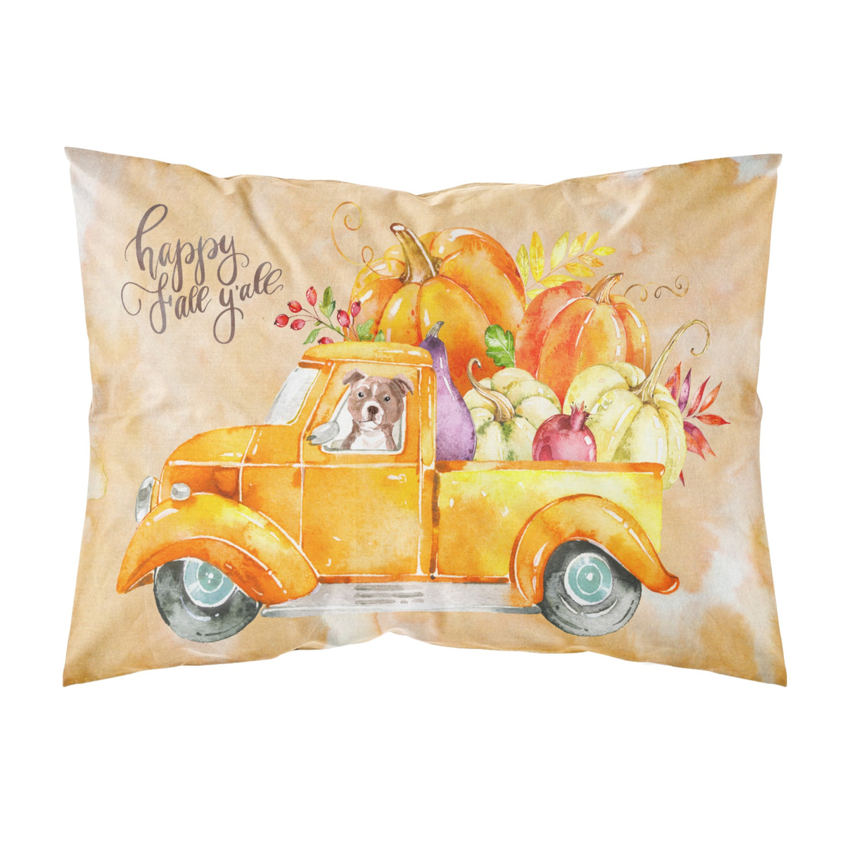 Fall Harvest Red Staffie Bull Terrier Fabric Standard Pillowcase