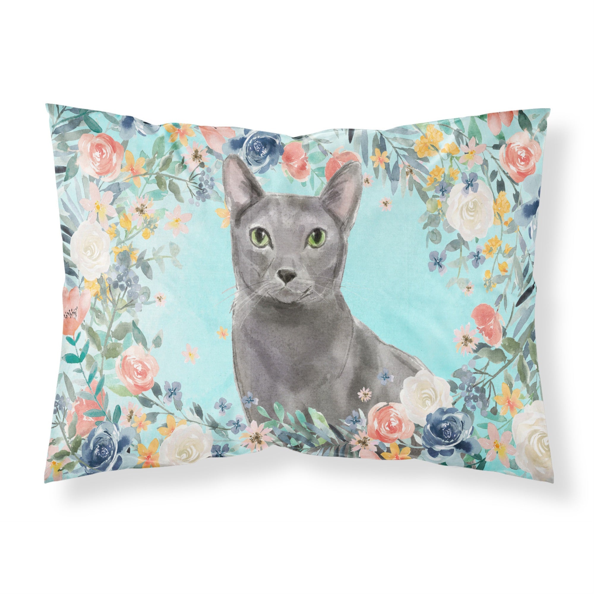 'Caroline'S Treasures Blue Russian Spring Flowers Fabric Standard Pillowcases, Multicolor'