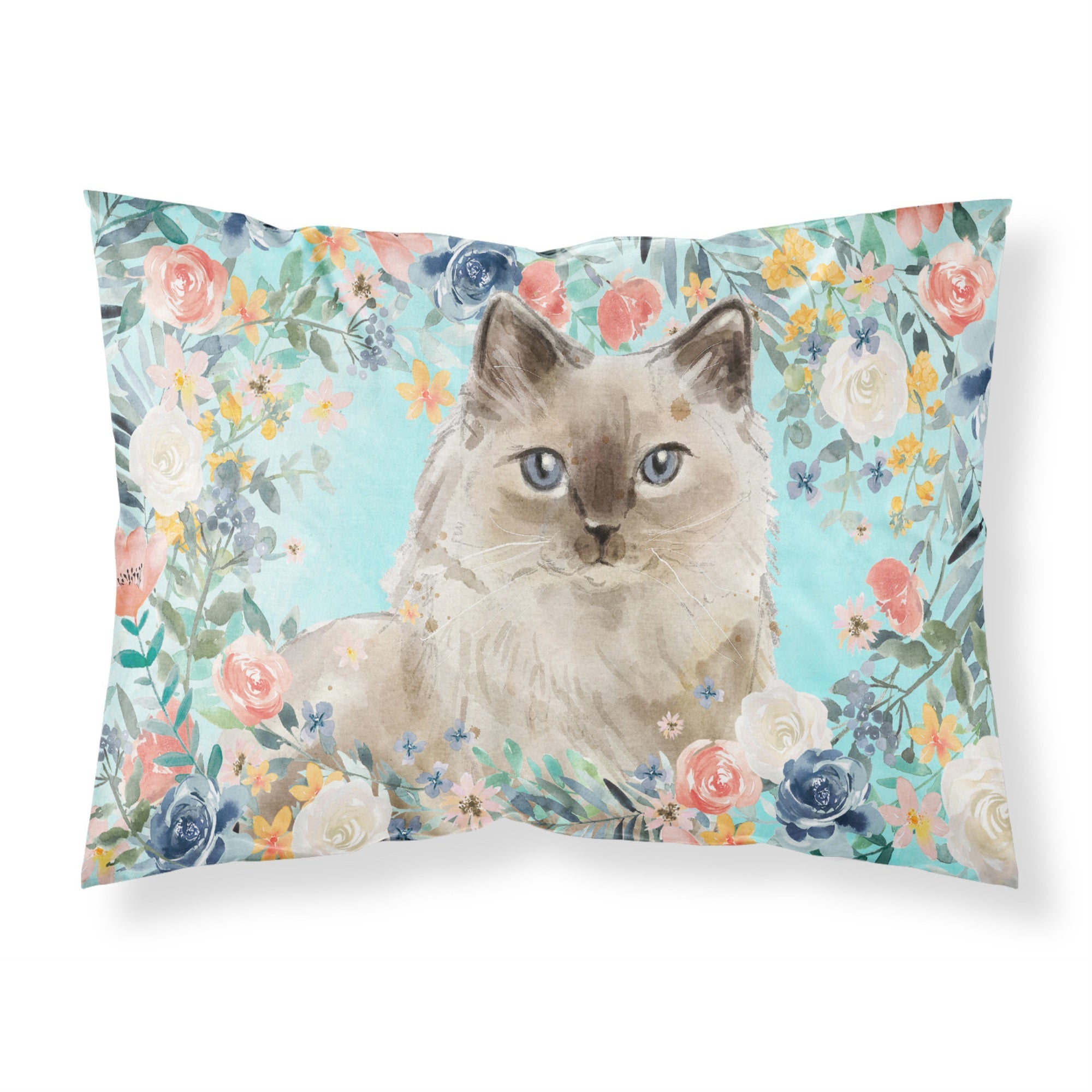 'Caroline'S Treasures Ragdoll Spring Flowers Fabric Standard Pillowcases, Multicolor'