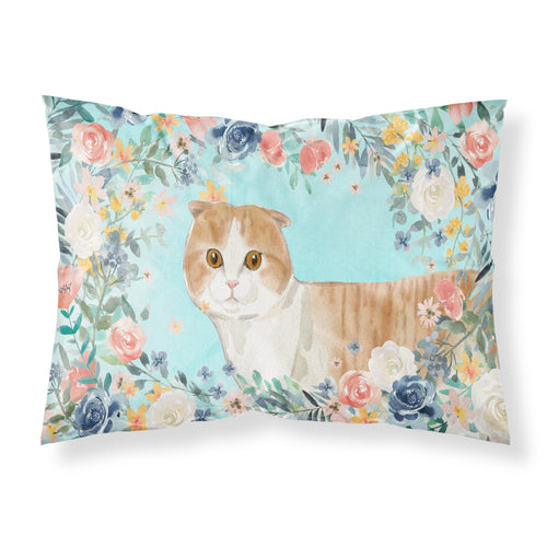 'Caroline'S Treasures Scottish Fold Spring Flowers Fabric Standard Pillowcases, Multicolor'