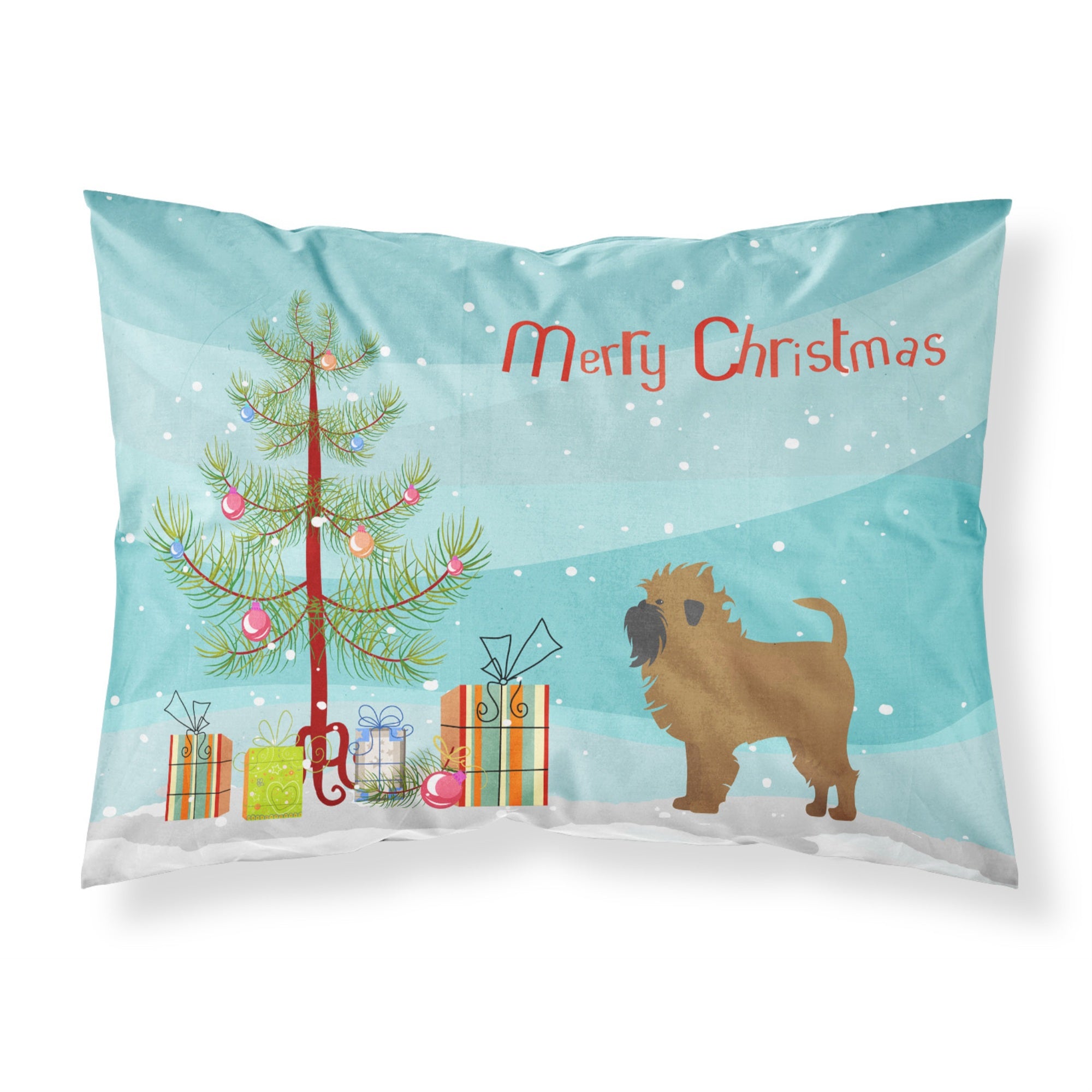 'Caroline'S Treasures Tan Affenpinscher Christmas Tree Fabric Standard Pillowcases, Multicolor'