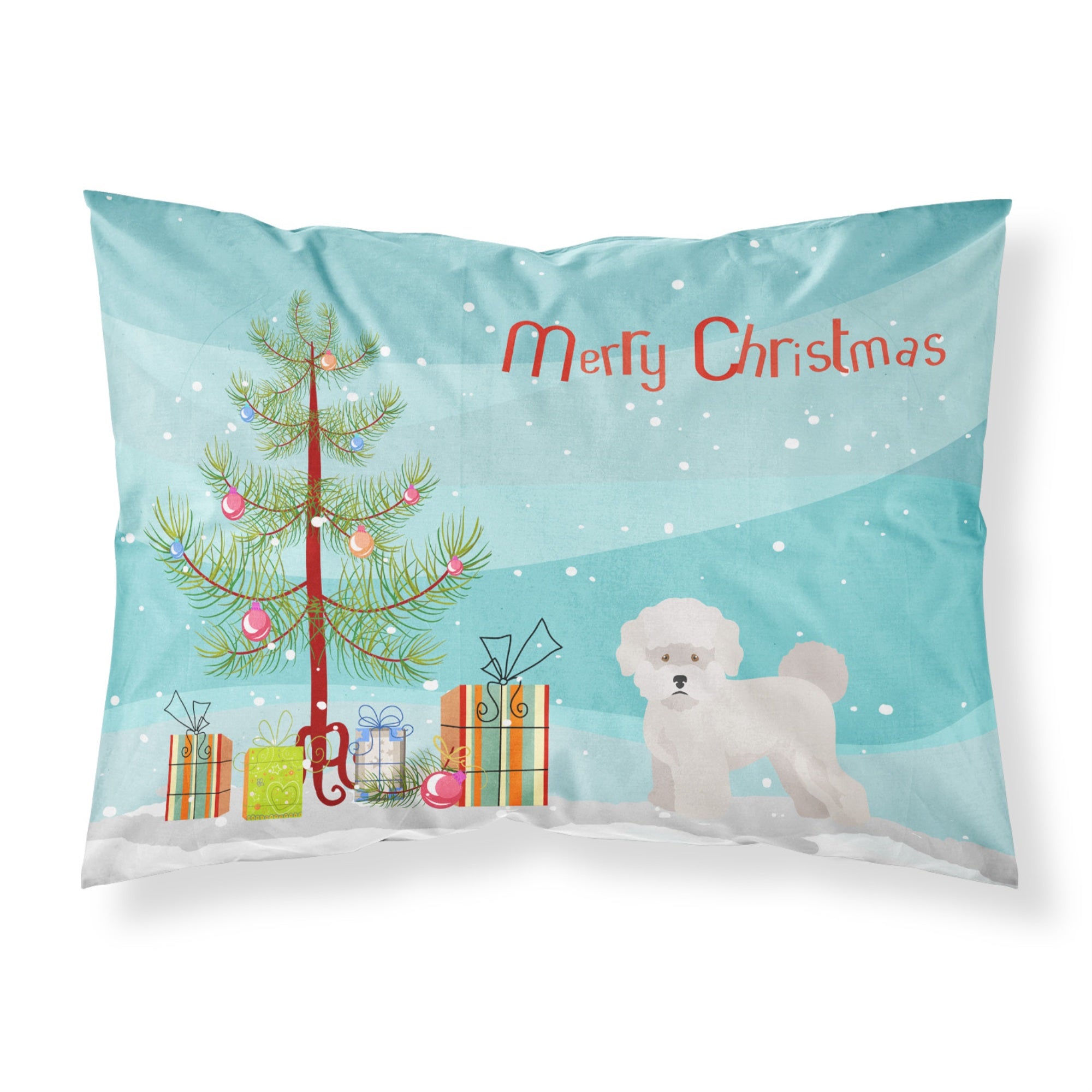 'Caroline'S Treasures Bichon Fris Christmas Tree Fabric Standard Pillowcases, Multicolor'